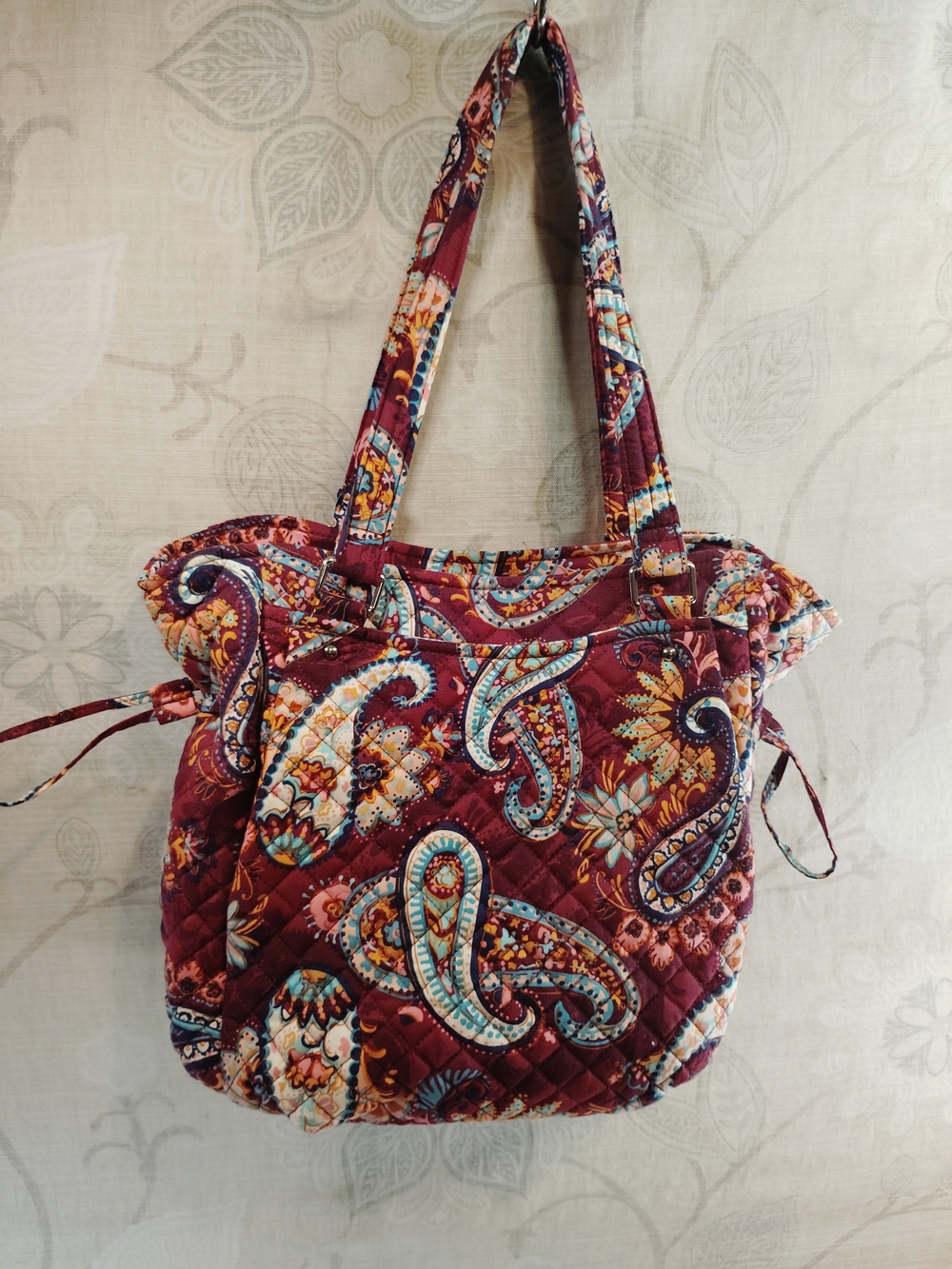 Vera Bradley Quilted Paisley Shoulder Tote - Burgundy Multi